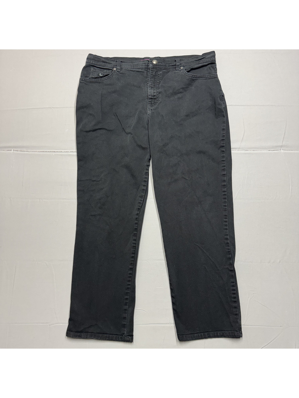 Gloria Vanderbilt Women Amanda Jeans Cotton Stretch Size 16 Short Black Straight